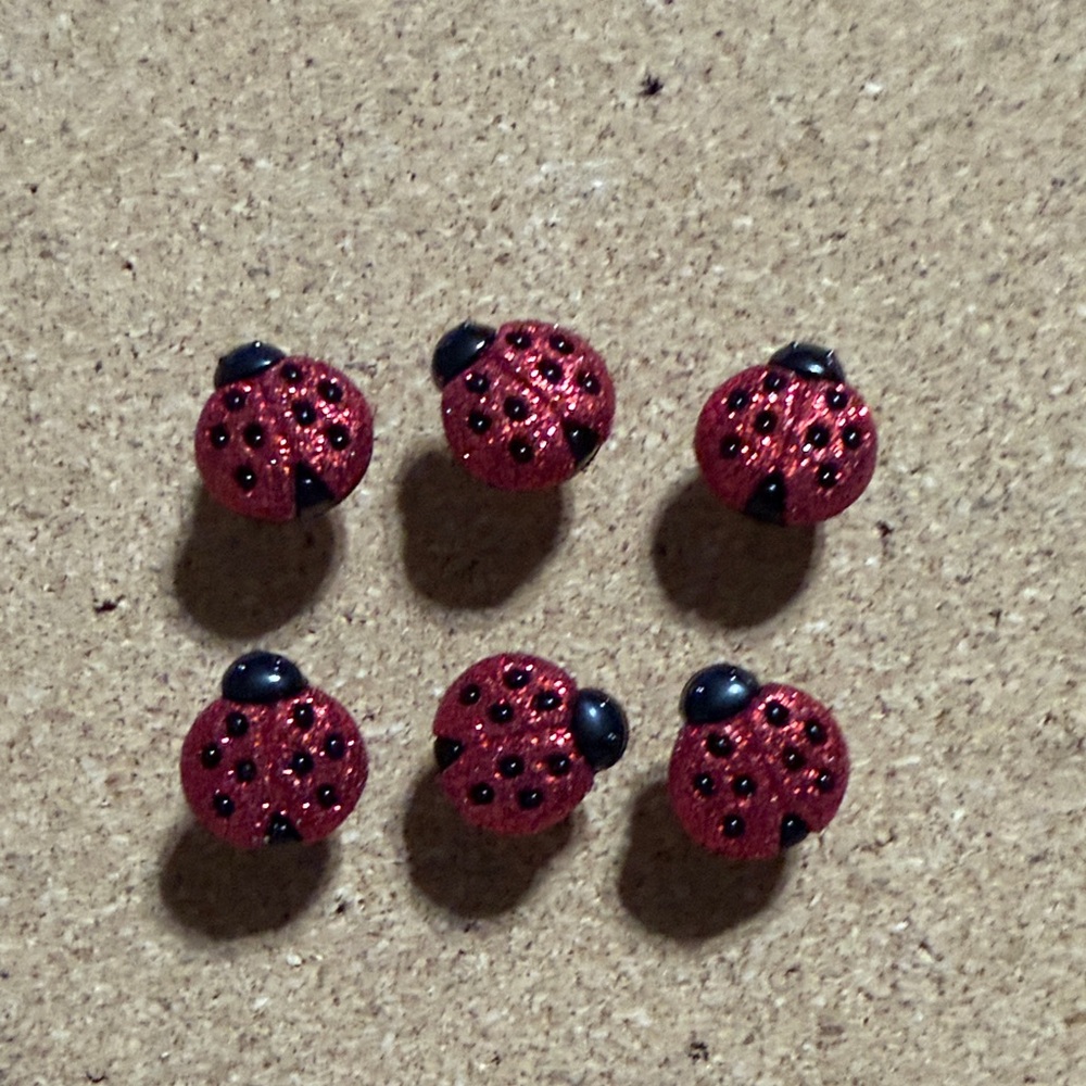 Cute Red Ladybug Pushpins - Set of 6